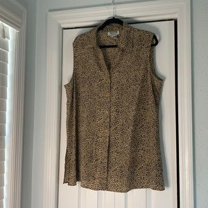 Allison Taylor 100% Silk Leopard Print Tank Top Blouse